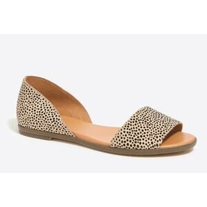 J Crew 'Morgan' Calf Hair Leather Women's 9.5 Slip On Flat D'Orsay Cheetah Print